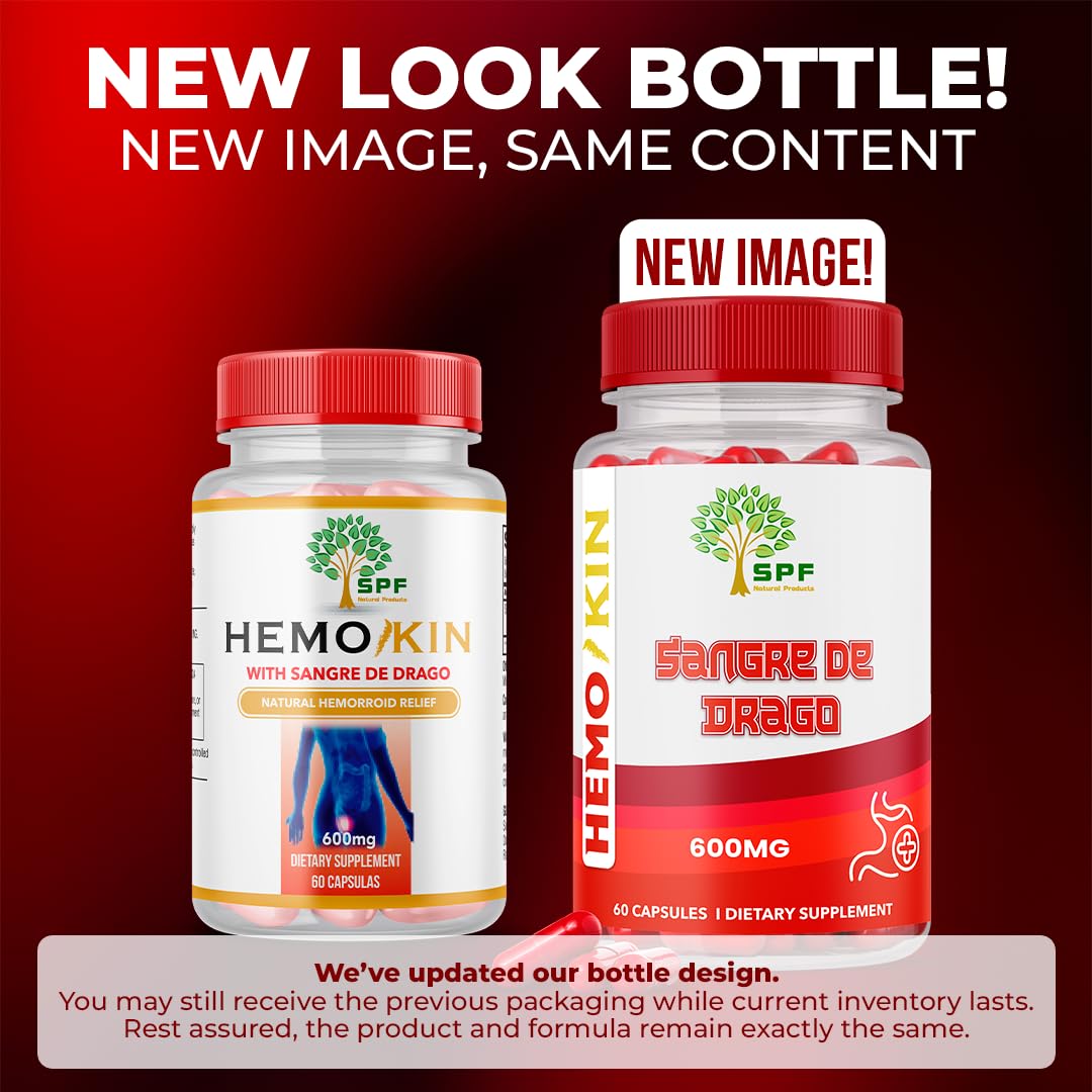 SPF Natural Products HEMOKIN with Sangre de Drago – Hemorrhoid and Fissure Relief Supplement, Helps with Itching, Swelling, Pain Relief (60 Caps) (1) SPF Natural Products buy supplements canada