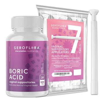 Seroflora Boric Acid Vaginal Suppositories 600mg – 30 Count with 7 Applicators for Odor Control & pH Balance Feminine Hygiene Support, Natural Intimate Care, Made in USA SEROVERA buy supplements canada