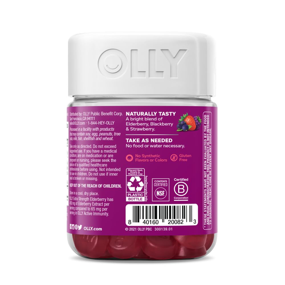 OLLY Extra Strength Elderberry Gummies, Immune Support, 450mg Elderberry, Vitamin C OLLY buy supplements canada