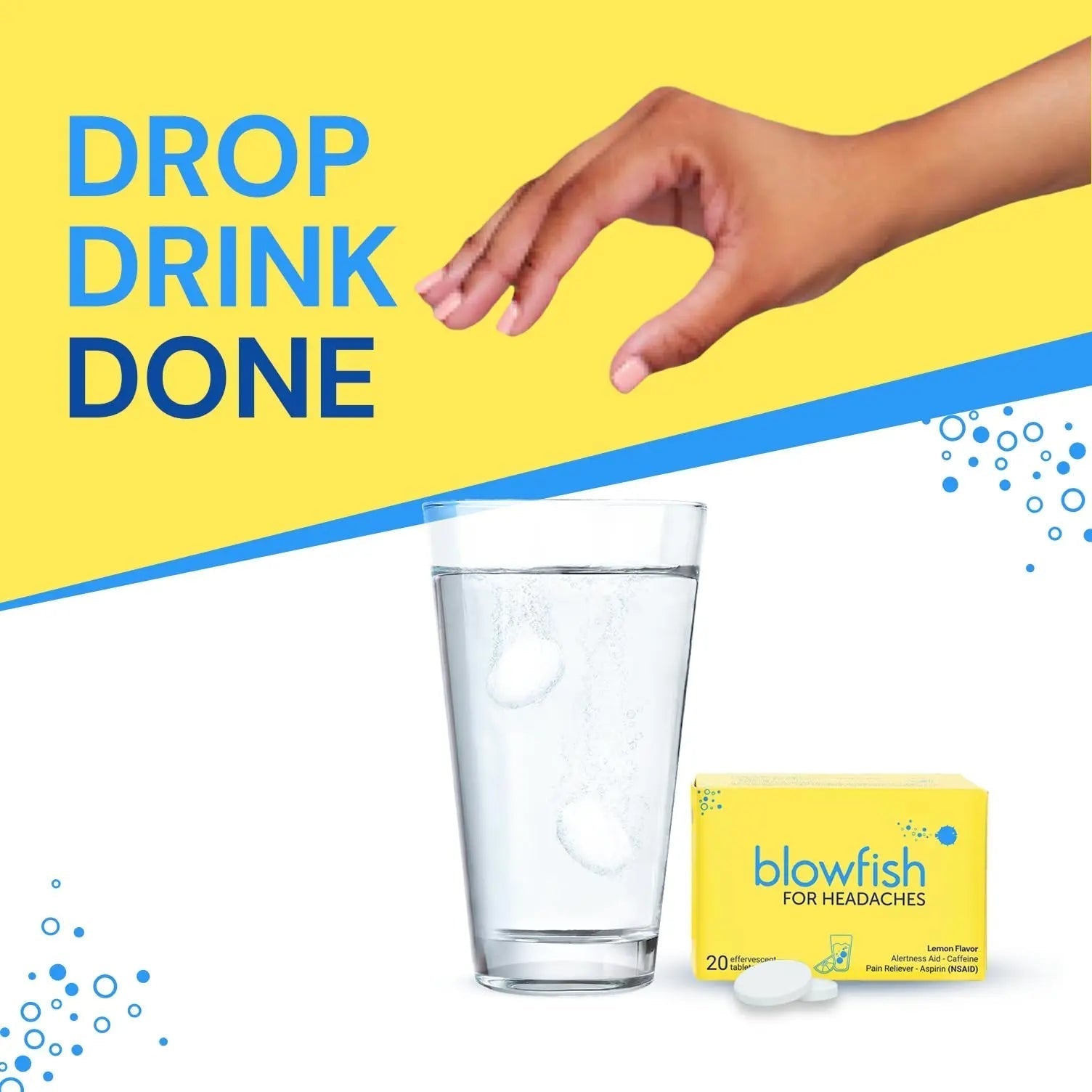 Blowfish for Headaches | Maximum Strength Effervescent Pain Relief Tablets – Treats Headaches Fast, 2X Faster Than Pills – Lemon Flavor (2 Pack) Blowfish buy supplements canada