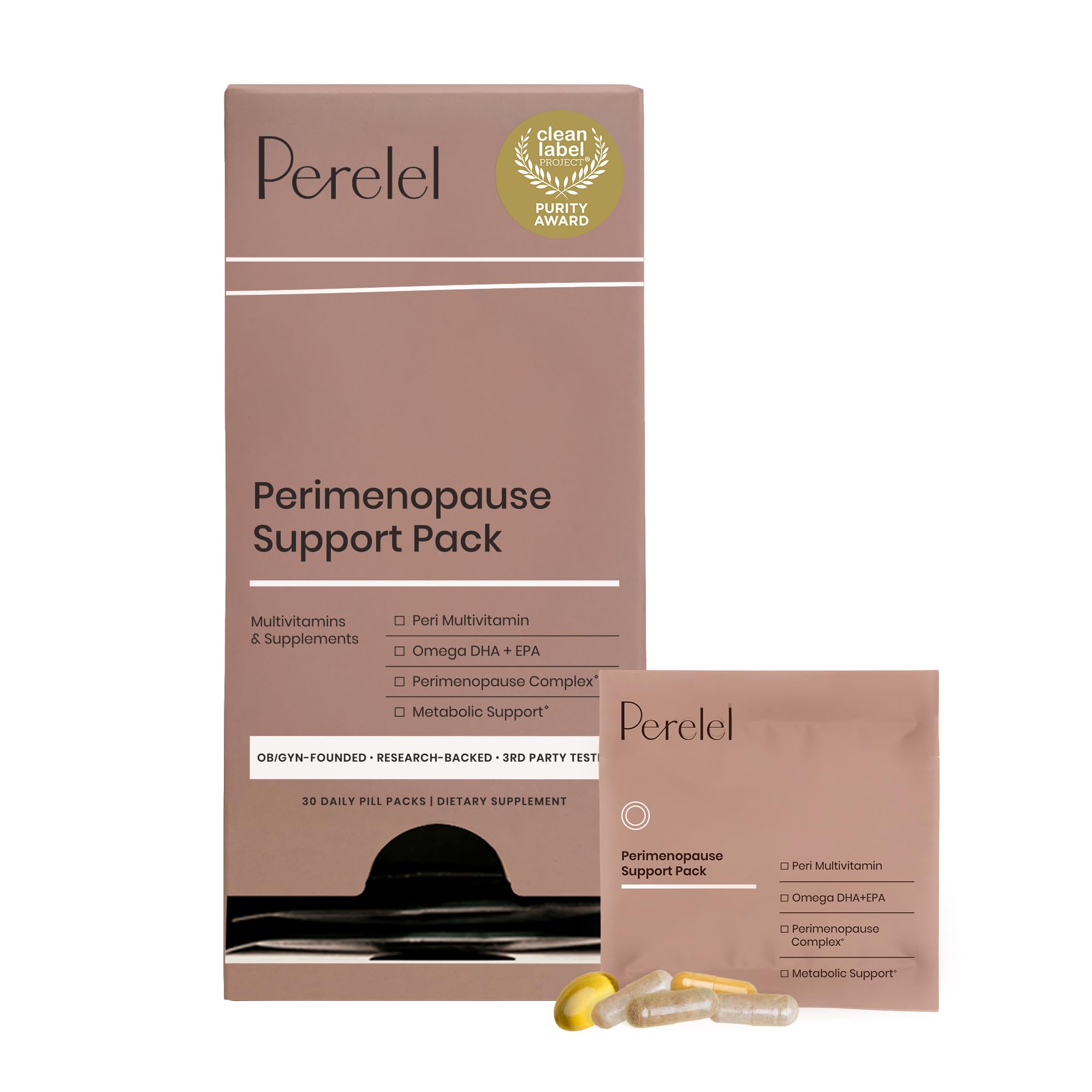 Perelel Peri Support Pack, Perimenopause Vitamins for Women, for Womens Nutrition Support & Overall Wellness, Soy & Gluten Free, Non GMO, 30 Daily Pill Packs Perelel buy supplements canada