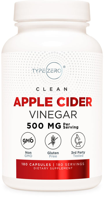 Type Zero Apple Cider Vinegar Capsules (180 Count) 500mg Per Serving - Non-GMO, Gluten-Free Supplement Type Zero buy supplements canada