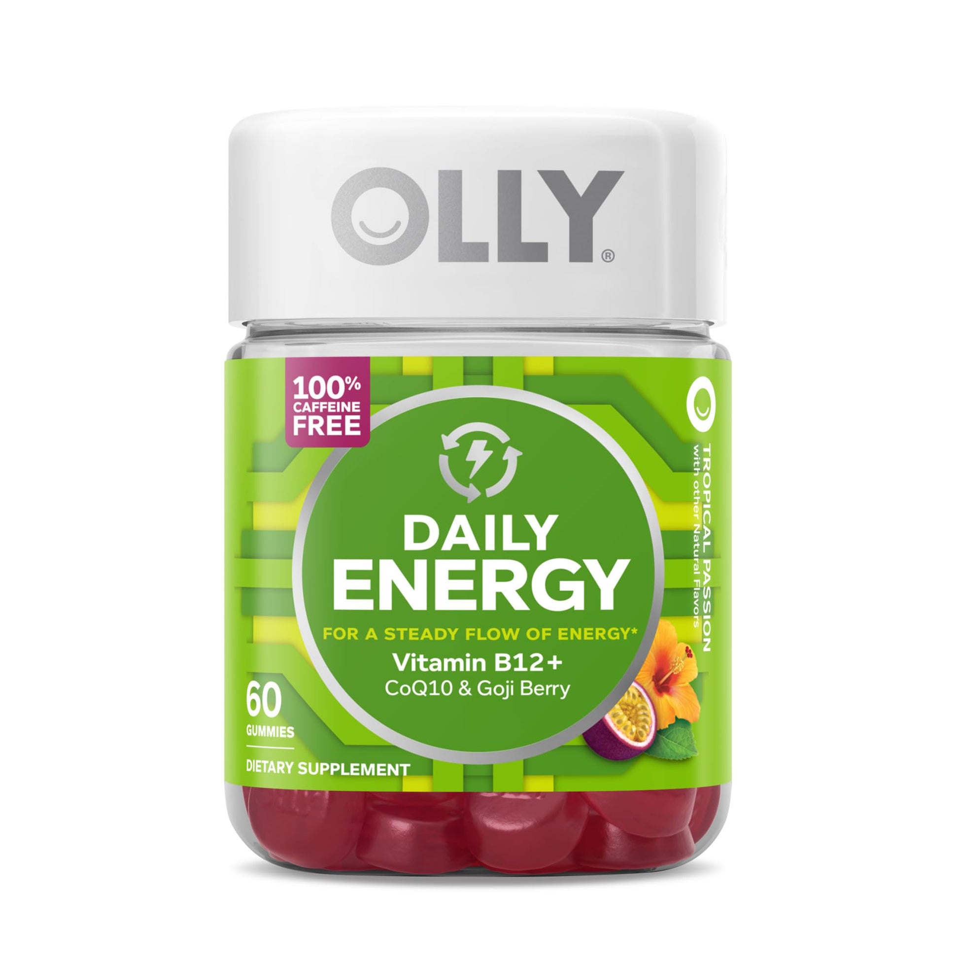 OLLY Daily Energy Gummy, Caffeine Free, Vitamin B12, CoQ10, Goji Berry, Adult Chewable Supplement & Hello Happy Gummy Worms, Mood Balance Support, Vitamin D, Saffron, Adult Chewable Supplement OLLY buy supplements canada