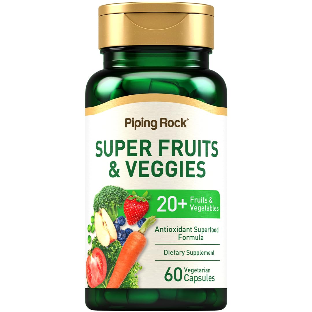 Piping Rock Fruits and Veggies Supplement | 60 Capsules | Superfood Fruit and Vegetables Vitamins | with Prebiotic Blend | Vegetarian Formula | Non-GMO, Gluten Free Piping Rock buy supplements canada