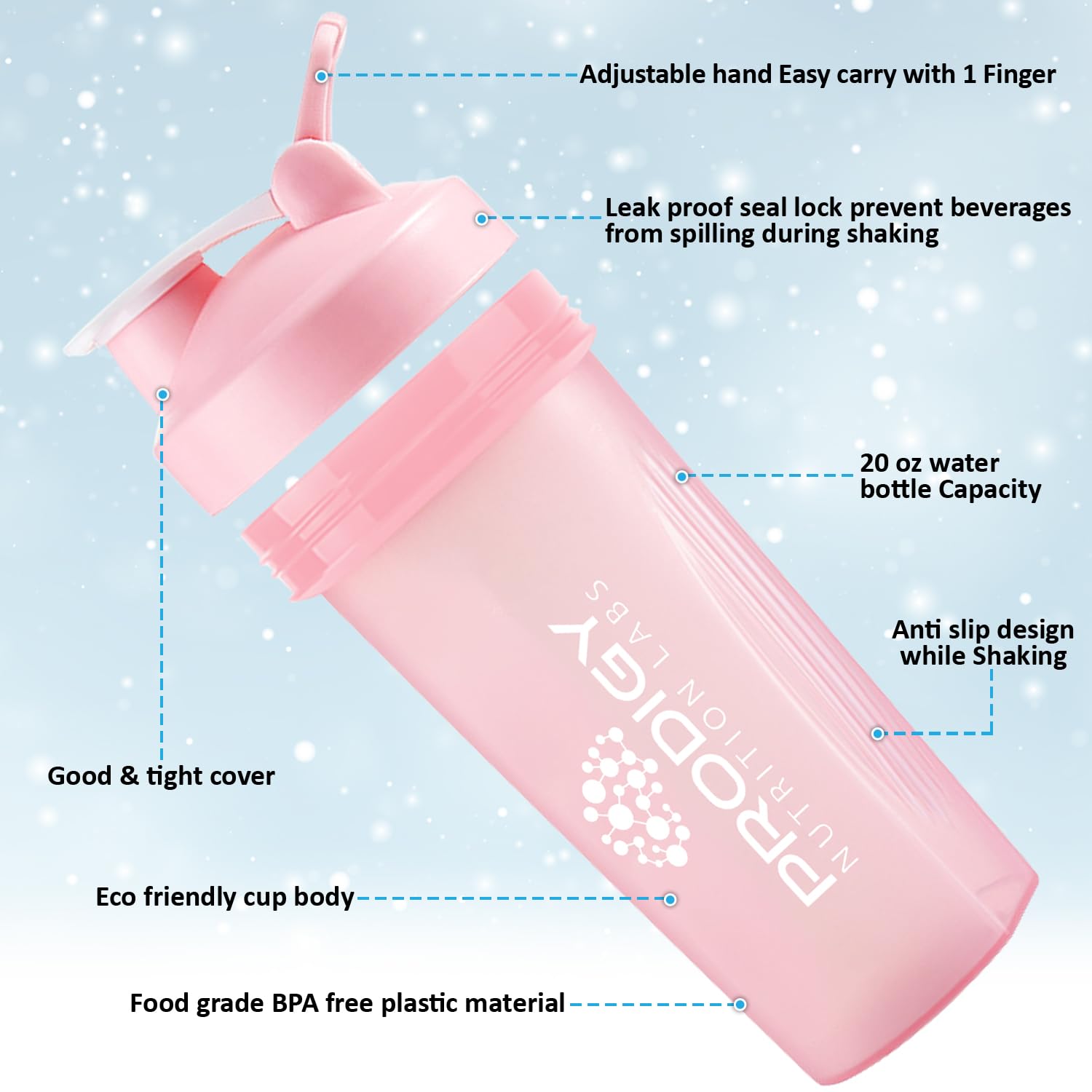 Protein Shaker 20oz Large Shaker Bottle Perfect for Workout Supplements, Protein powder Prodigy Nutrition Labs buy supplements canada