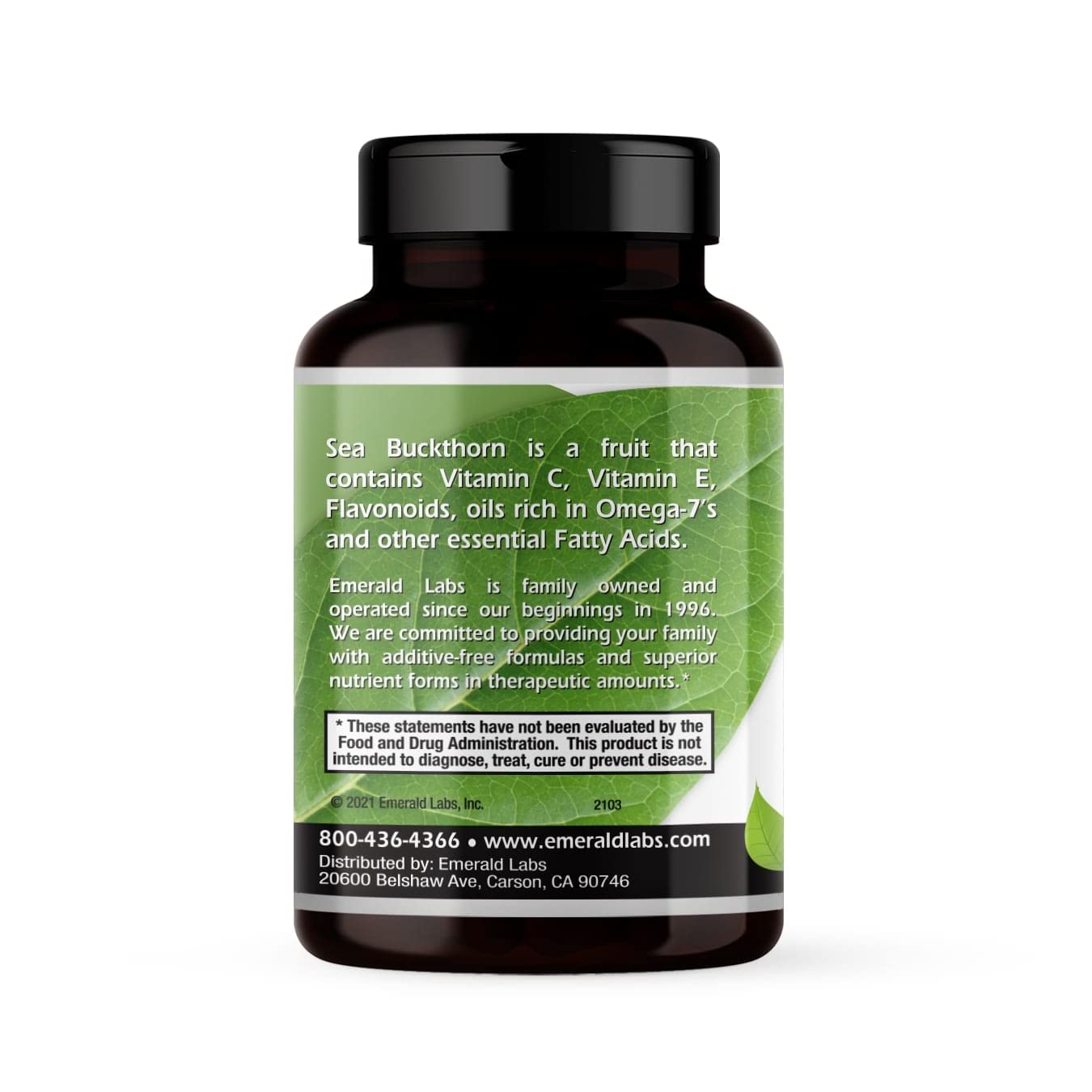 EMERALD LABS Sea Buckthorn - Dietary Supplement with Vitamins C, E & Omega 7 - Supports Adrenal, Energy, Skin & Immune Health - 60 Vegetable Capsules (30-Day Supply) EMERALD LABS buy supplements canada