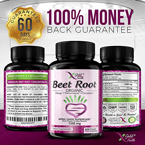 Organic Beet Root Powder 1350mg 200 Veggie caps Superfood Nitric Oxide Strongest X Gold Health buy supplements canada
