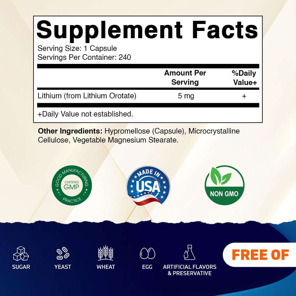 Vitamatic Lithium Orotate 5mg, 240 Veggie Capsules, Non-GMO, Gluten Free. Vitamatic buy supplements canada