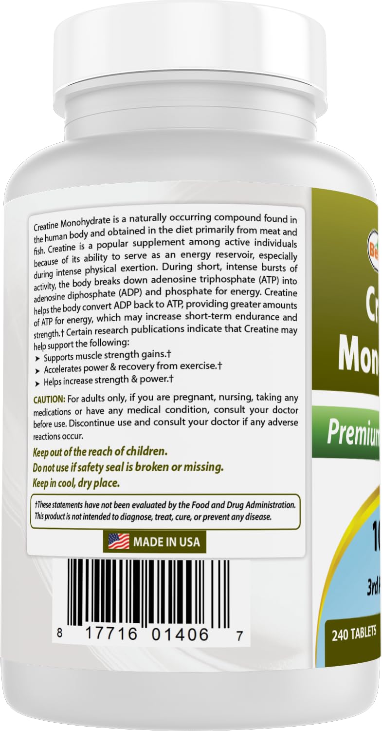 Best Naturals Creatine Monohydrate 1000 mg 240 Tablets Best Naturals buy supplements canada