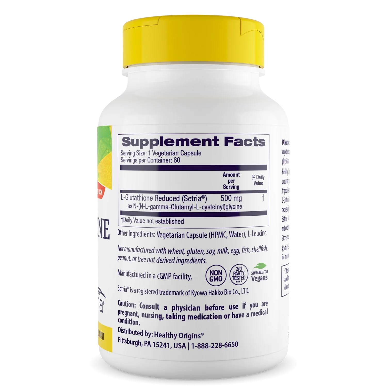 Healthy Origins L-Glutathione 500 mg (Setria, Non-GMO, Gluten Free, Antioxidant, Immune Support, Skin Support), 60 Veggie Caps Healthy Origins buy supplements canada