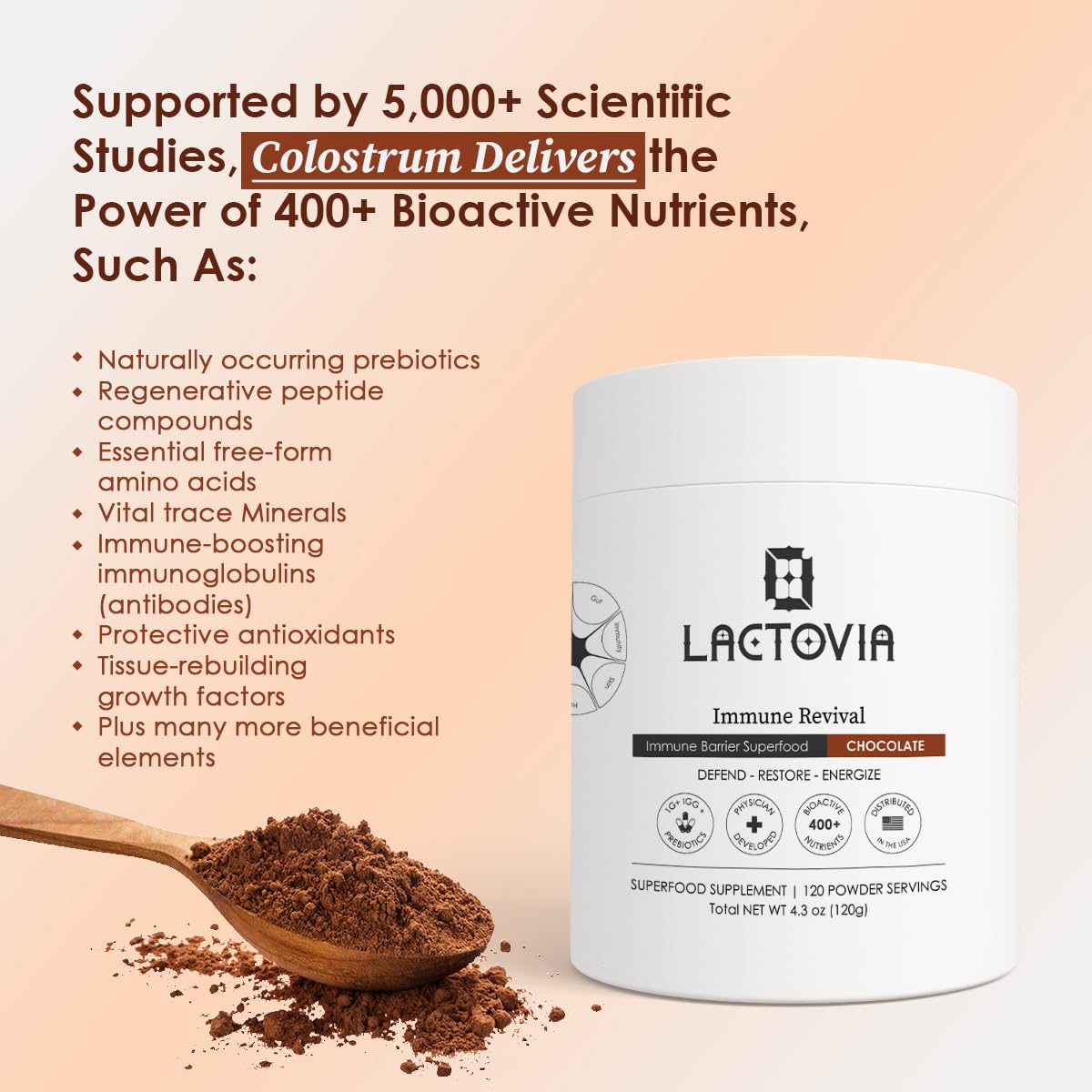 LACTOVIA Bovine Colostrum Powder – Chocolate Flavor | Grass-Fed Colostrum Supplement | Gut & Immune Health Support | Keto, Gluten & Fat-Free | for Women & Men LACTOVIA buy supplements canada