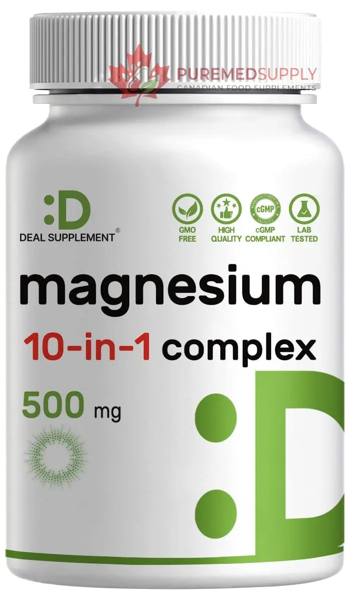 Magnesium Complex 500mg, 240 Veggie Capsules – 10-in-1 Glycinate, Citrate, Malate, Oxide, & More – 100% Chelated for Easy Absorption – Essential Mineral Supplement – Non-GMO DEAL SUPPLEMENT buy supplements canada