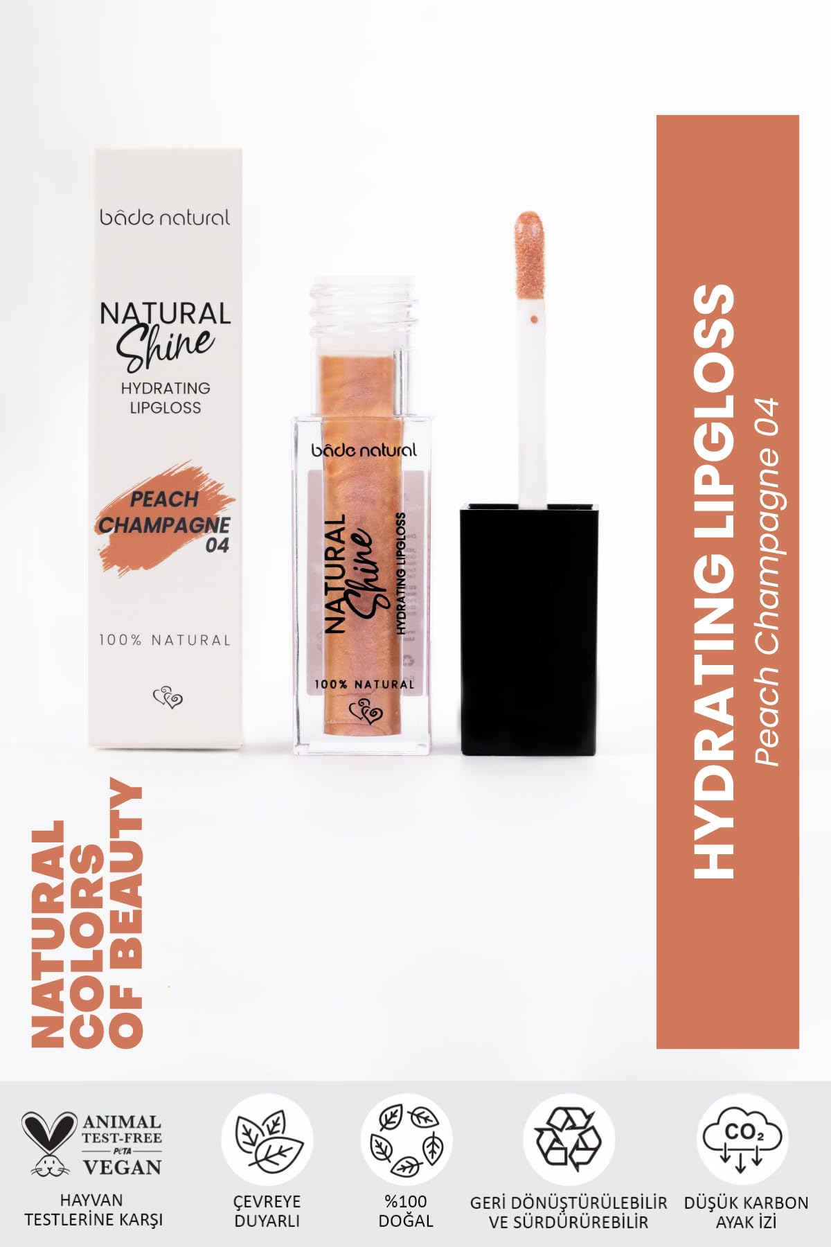 Bade Natural Moisturizing Lip Gloss Peach Champagne 04 – Soft Shine Finish, Smooth Non-Sticky Formula Bade Natural buy supplements canada