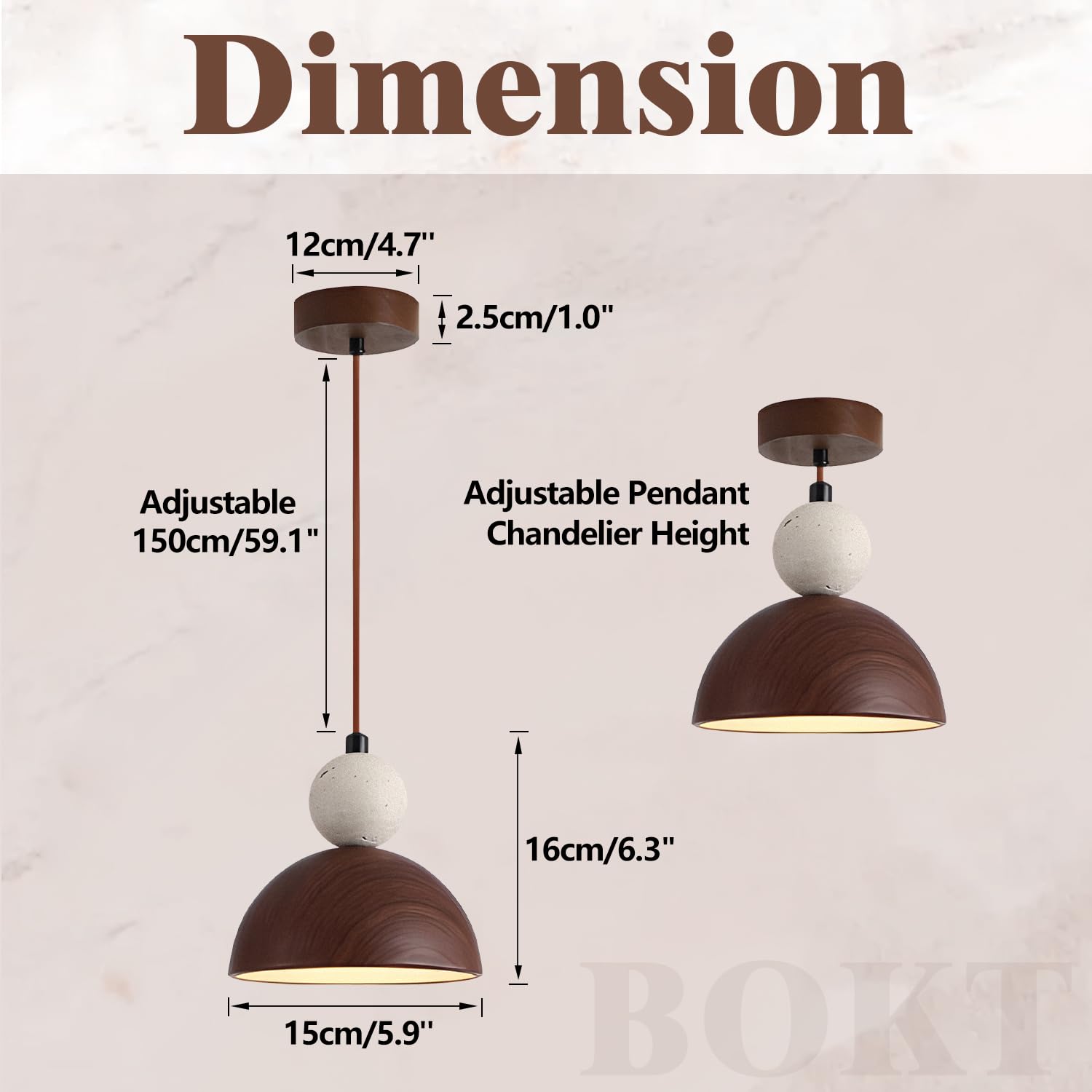 BOKT Wabi Sabi Pendant Light Nordic LED Ceiling Hanging Light Modern Natural Stone Pendant Light Adjustable Dimmable Walnut Mini Chandelier for Dining Room Living Room BOKT buy supplements canada