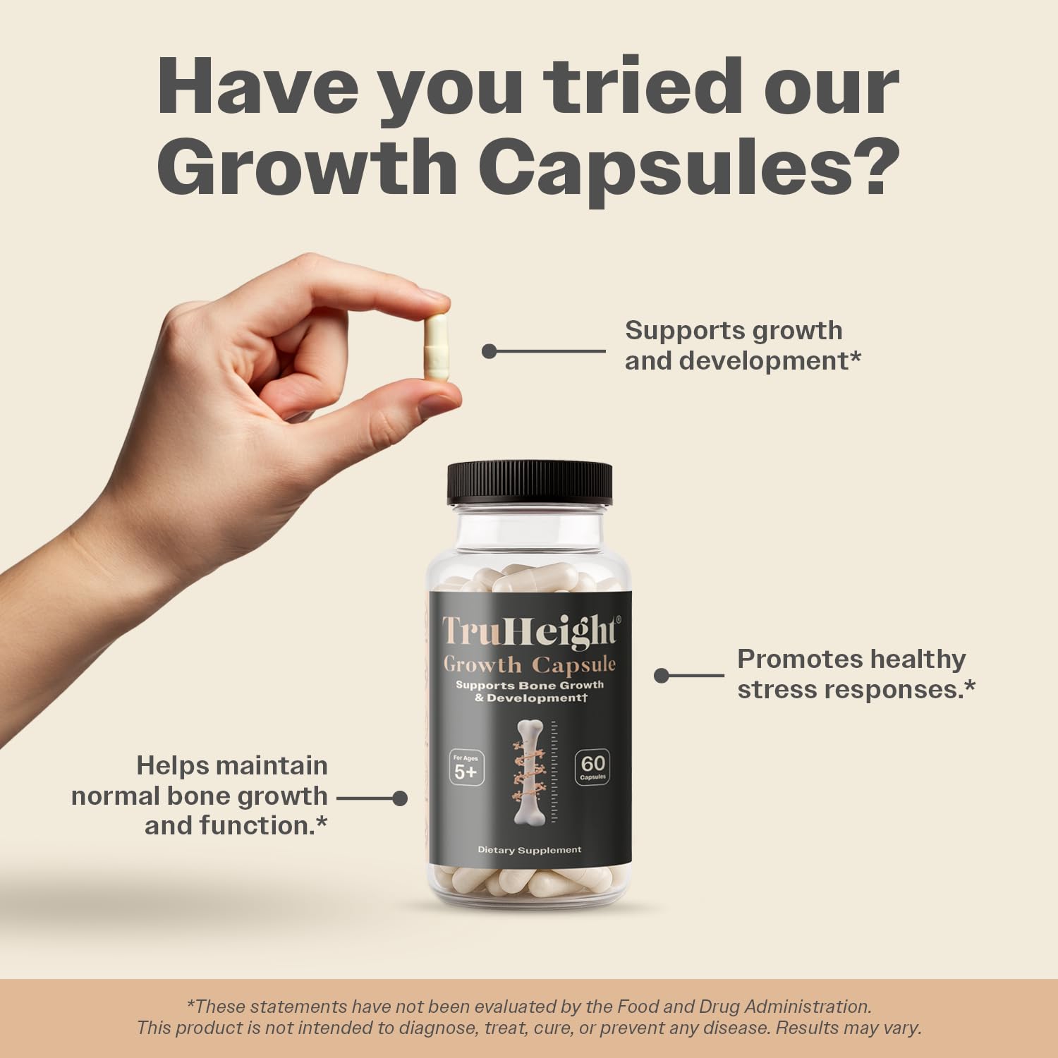 TruHeight Growth Capsules - Tall Nutrition for Natural Growth Supplement for Kids & Teens - Pediatric Vitamin D, K, Calcium & Ashwagandha - Bone Strength TruHeight buy supplements canada