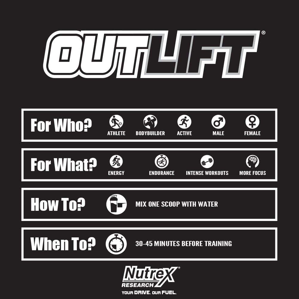 Nutrex Outlift Clinically Dosed Pre Workout Powder with Creatine, 8G Citrulline, BCAA Nutrex Research buy supplements canada