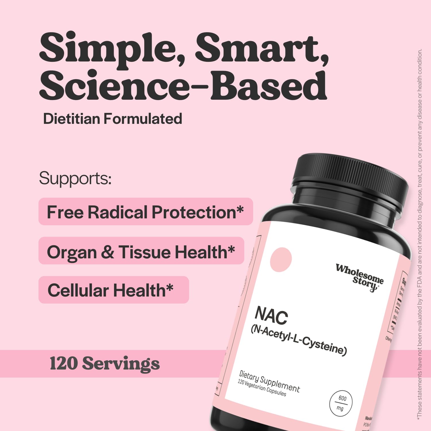 Wholesome Story NAC Supplement N Acetyl Cysteine 600 mg | Liver, Lung & Fertility Support | 120 Capsules | 120 Serving Supply Wholesome Story buy supplements canada