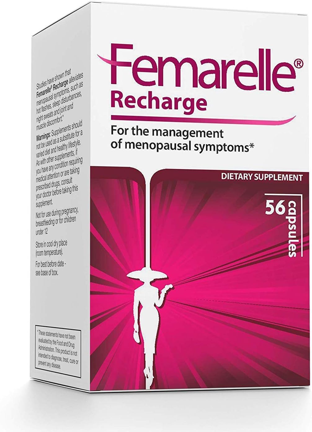 Femarelle® Recharge – Menopause Supplement for Women - Clinically Proven Menopause Relief - Hot Flashes, Night Sweats, Sleep & Libido Support Within 1st Month, Gluten-Free, GMO-Free & Hormone Free Femarelle buy supplements canada
