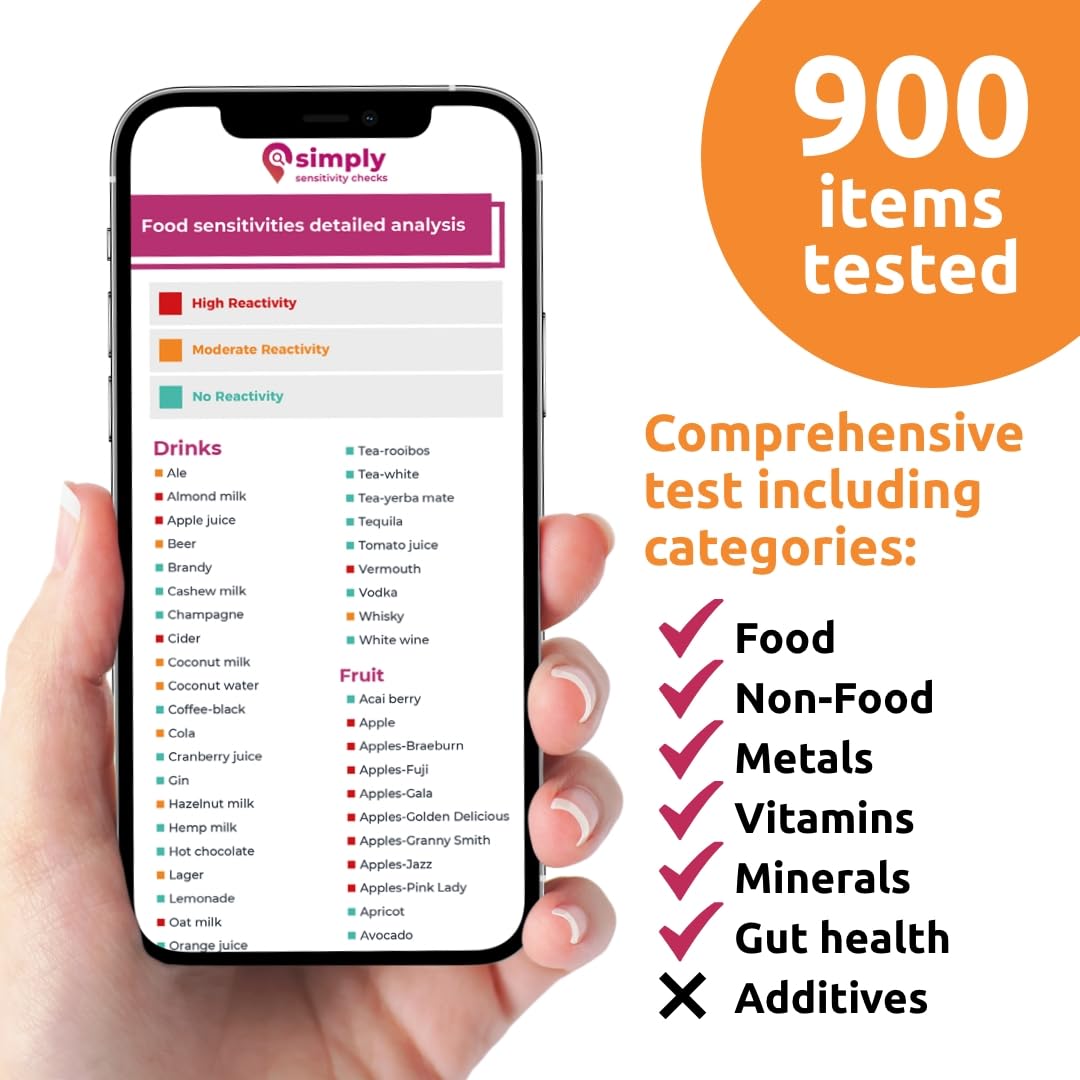 Simply Sensitivity Checks 900+ Items Food Sensitivity Test Kit for Adults – Foods & Non-Foods, Including Lactose, Gluten, Vitamins, Minerals, Gut Health & More – at-Home Food Intolerance Test Kit Simply Sensitivity Checks buy supplements canada