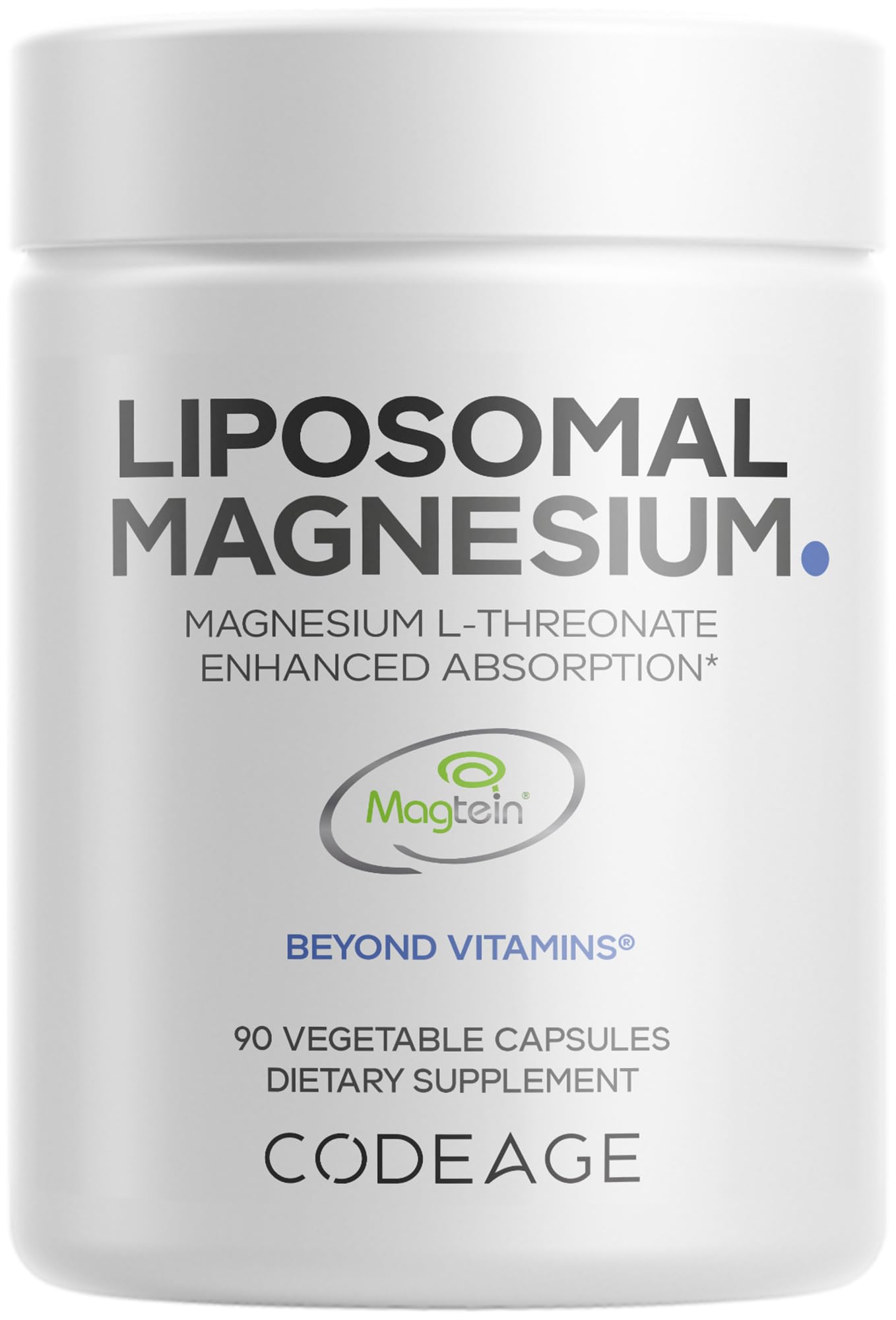 Codeage Liposomal Magnesium L-Threonate Supplement, Patented Magtein Magnesium Threonate for Brain Health, Memory and Cognitive Function Support, Bioavailable, Non-GMO - 90 Capsules Codeage buy supplements canada