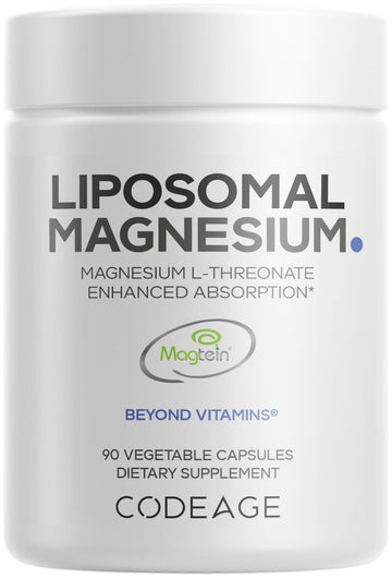 Codeage Liposomal Magnesium L-Threonate Supplement, Patented Magtein Magnesium Threonate for Brain Health, Memory and Cognitive Function Support, Bioavailable, Non-GMO - 90 Capsules Codeage buy supplements canada