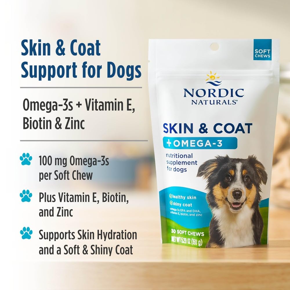 Nordic Naturals Pet Skin & Coat Soft Chews with Omega-3-30 Pork Bone Broth Flavored Soft Chews - Nutritional Support for Healthy Skin & a Soft and Shiny Coat - Non-GMO and IFOS Certified Nordic Naturals buy supplements canada