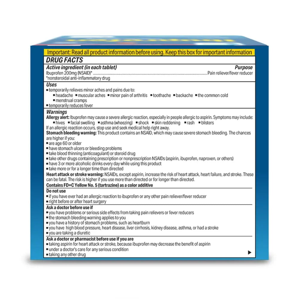 Globe Ibuprofen Tablets, 200 mg, Pain Reliever and Fever Reducer, for Headache, Muscular Aches, Arthritis, Backache and More 50 Packets of 2 Tablets Each,100 Tablets Trifecta Pharmaceuticals USA buy supplements canada