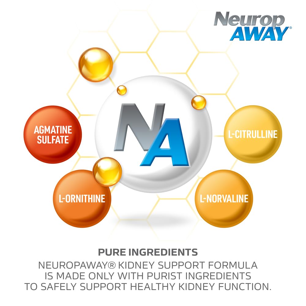 NeuropAWAY Kidney Support Formula Sugar Free with Agmatine Sulfate 500mg L-Novaline 50mg L-Ornithine 150mg L-Citrulline 100mg Per Capsule 90CT Fast Acting Kidney Support NeuropAWAY buy supplements canada