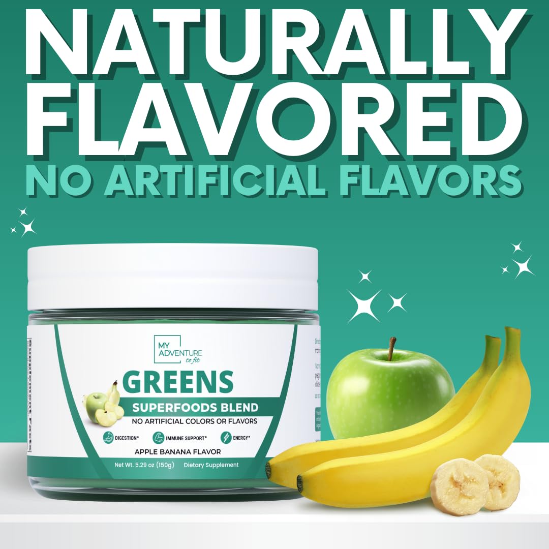 Green Superfood Powder for Digestion & Gut Health - Keto Friendly Superfood Greens Blend Powder for Immune Support - Powdered Greens Supplement for Immune Boost - Apple Banana Flavor My Adventure to Fit buy supplements canada
