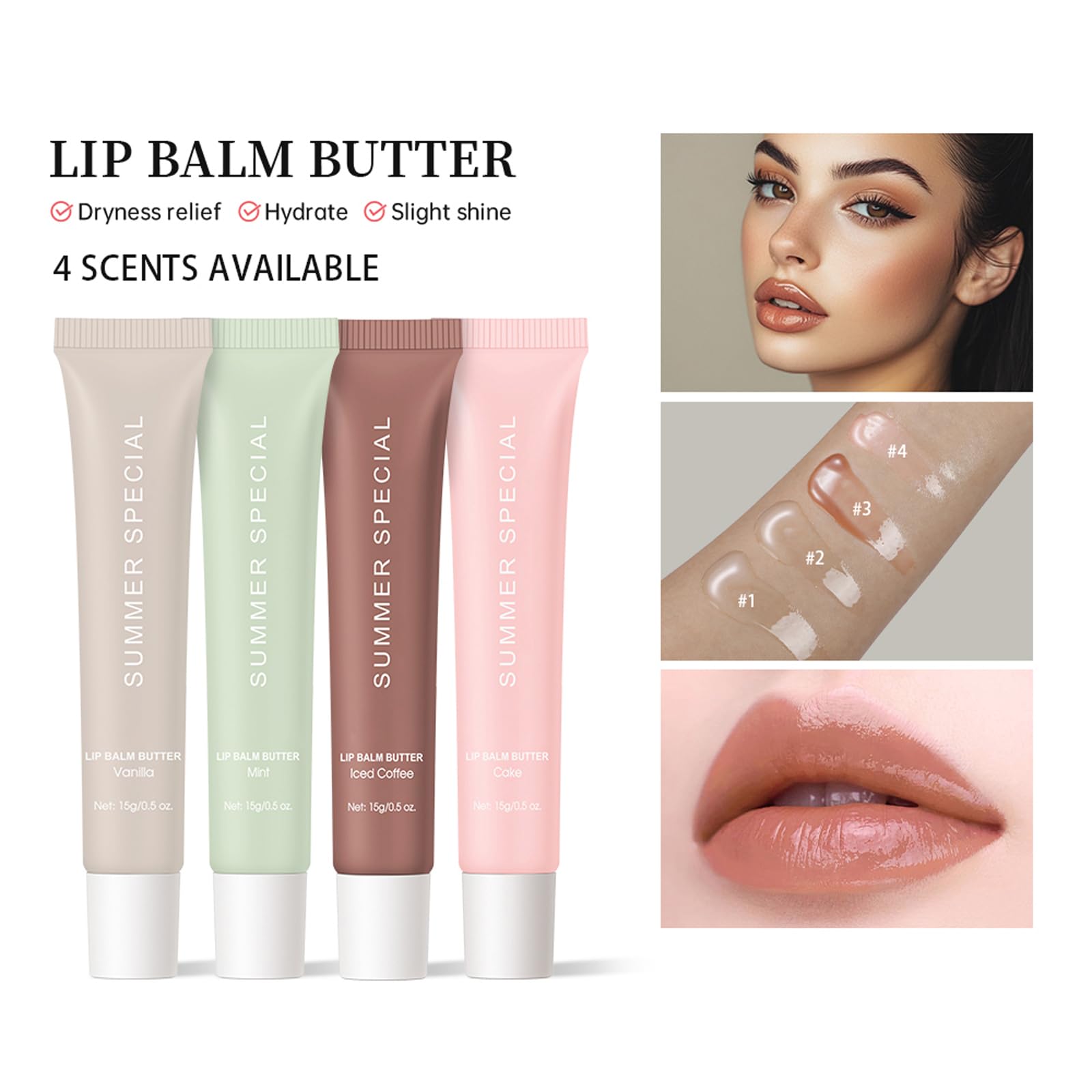 YumSova 4PCS Summer Lip Gloss Lipstick, Containing Natural Oils And Fruit Extracts, Can Soothe And Soften Dry Lips, Keep Moisture For A Long Time, And Is Not Sticky (4PCS) YumSova buy supplements canada