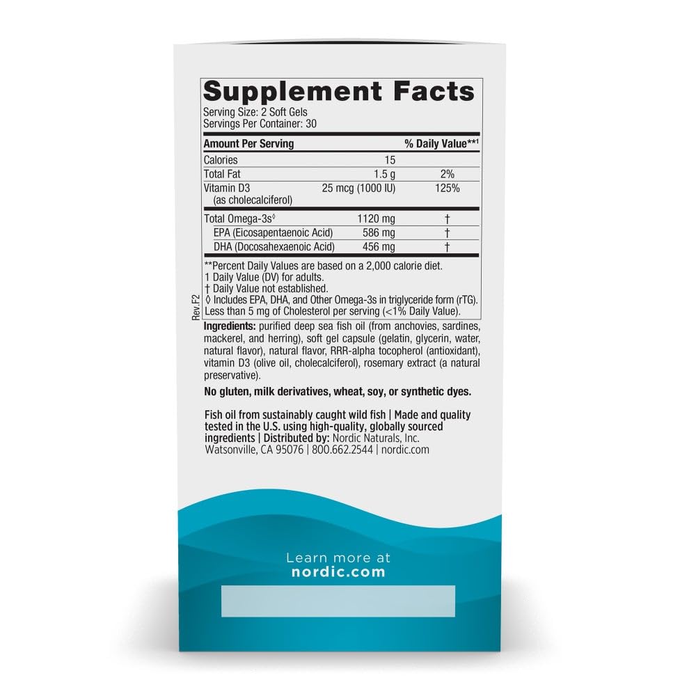 Nordic Naturals Ultimate Omega Mini D3, Lemon Flavor - 60 Mini Soft Gels - 1120 mg Omega-3 + 1000 IU Vitamin D3 - EPA & DHA - Promotes Brain & Heart Health - 30 Servings Nordic Naturals buy supplements canada