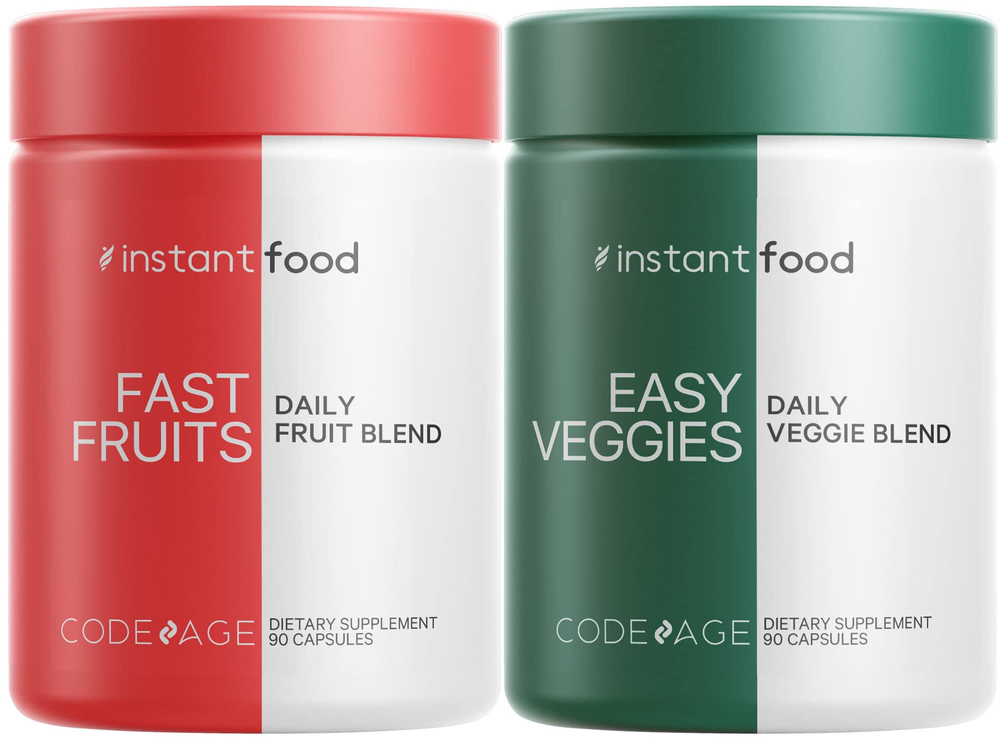 Codeage InstantFood Easy Veggies + Fast Fruits Bundle – Vegetable & Fruit Blend Capsule Supplement – Plant-Based Phytonutrient Formula – Vegan, Non-GMO – 180 Capsules Codeage buy supplements canada