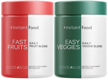 Codeage InstantFood Easy Veggies + Fast Fruits Bundle – Vegetable & Fruit Blend Capsule Supplement – Plant-Based Phytonutrient Formula – Vegan, Non-GMO – 180 Capsules Codeage buy supplements canada