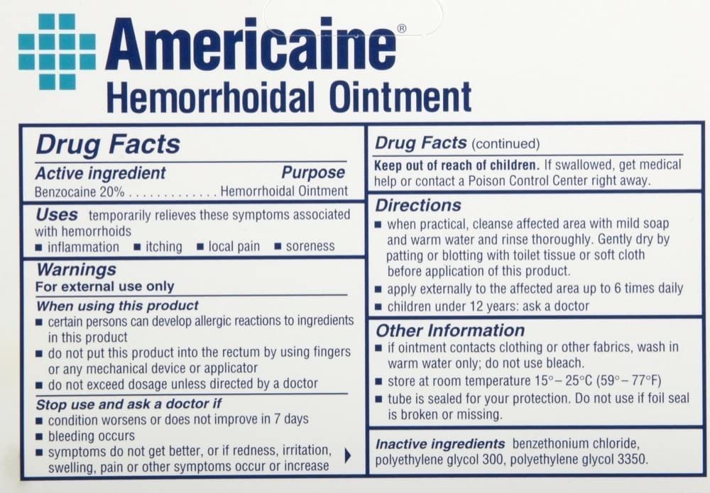 Americaine Hemorrhoidal Ointment Maximum Strength 20% Benzocaine 1 oz (Pack of 2) Americaine buy supplements canada