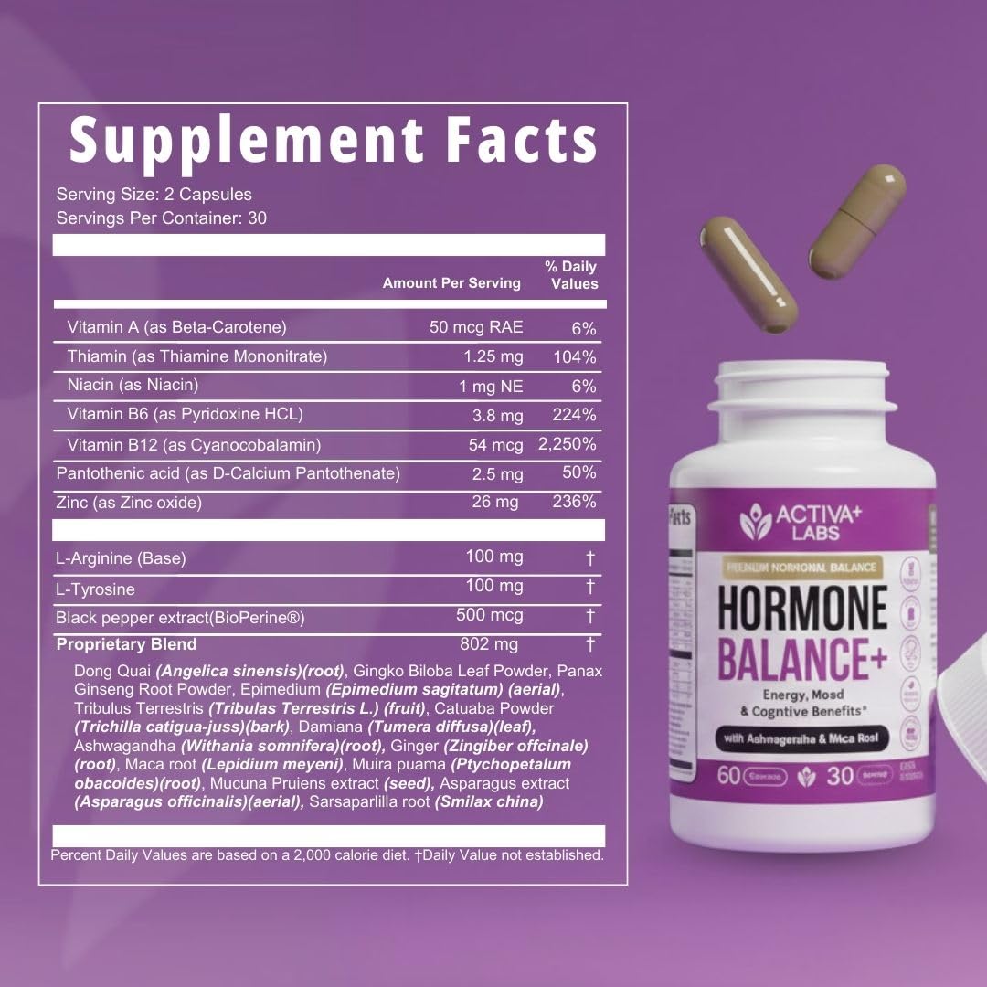 Activa Labs+ Hormone Balance for Women | Boost Energy, Mood, Libido and Focus | Supports Cycle&Menopause Comfort | Gluten, Soy&Lactose Free | 30 Day Supply Activa Labs buy supplements canada