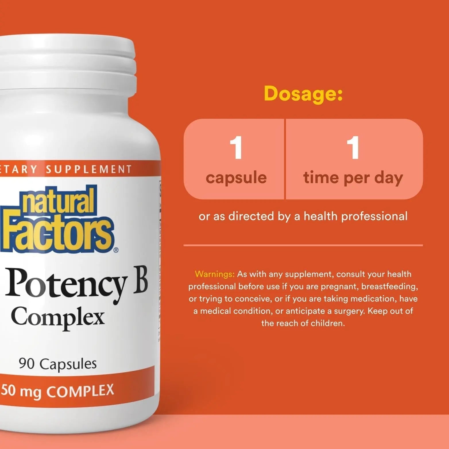 Natural Factors Hi Potency B Complex, 50 mg, 90 Capsules Natural Factors buy supplements canada