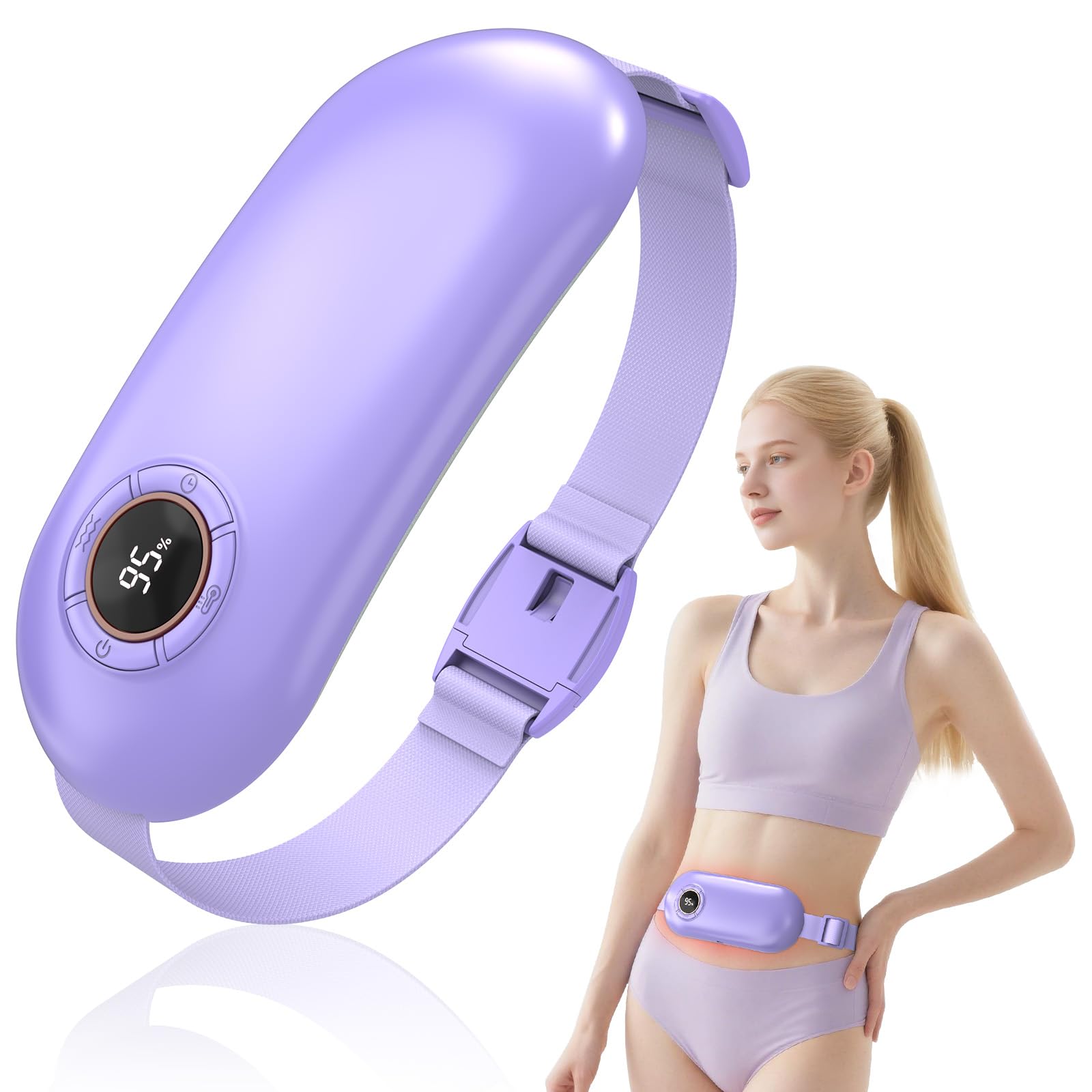 Heating Pad for Period Cramps, 3 Heat Levels and 3 Massage Modes, Portable Heating Pad for Menstrual Cramps Relief, Electric Heat Belt, Christmas Gifts for Women and Girl Stocking Stuffers(Purple) SZO buy supplements canada