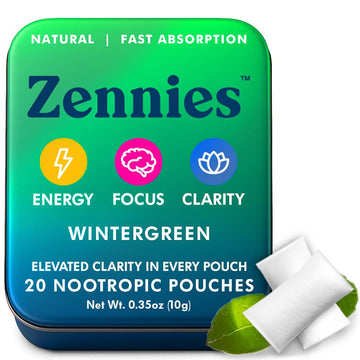 Zennies Caffeine Nootropic Pouches with Alpha GPC, L-Tyrosine & L-Theanine, Lion's Mane, Cordyceps, Reishi - Nicotine Free, No Sugar or Artificial Sweeteners Nootropic Energy Pouches, Wintergreen 1 PK Parrox buy supplements canada