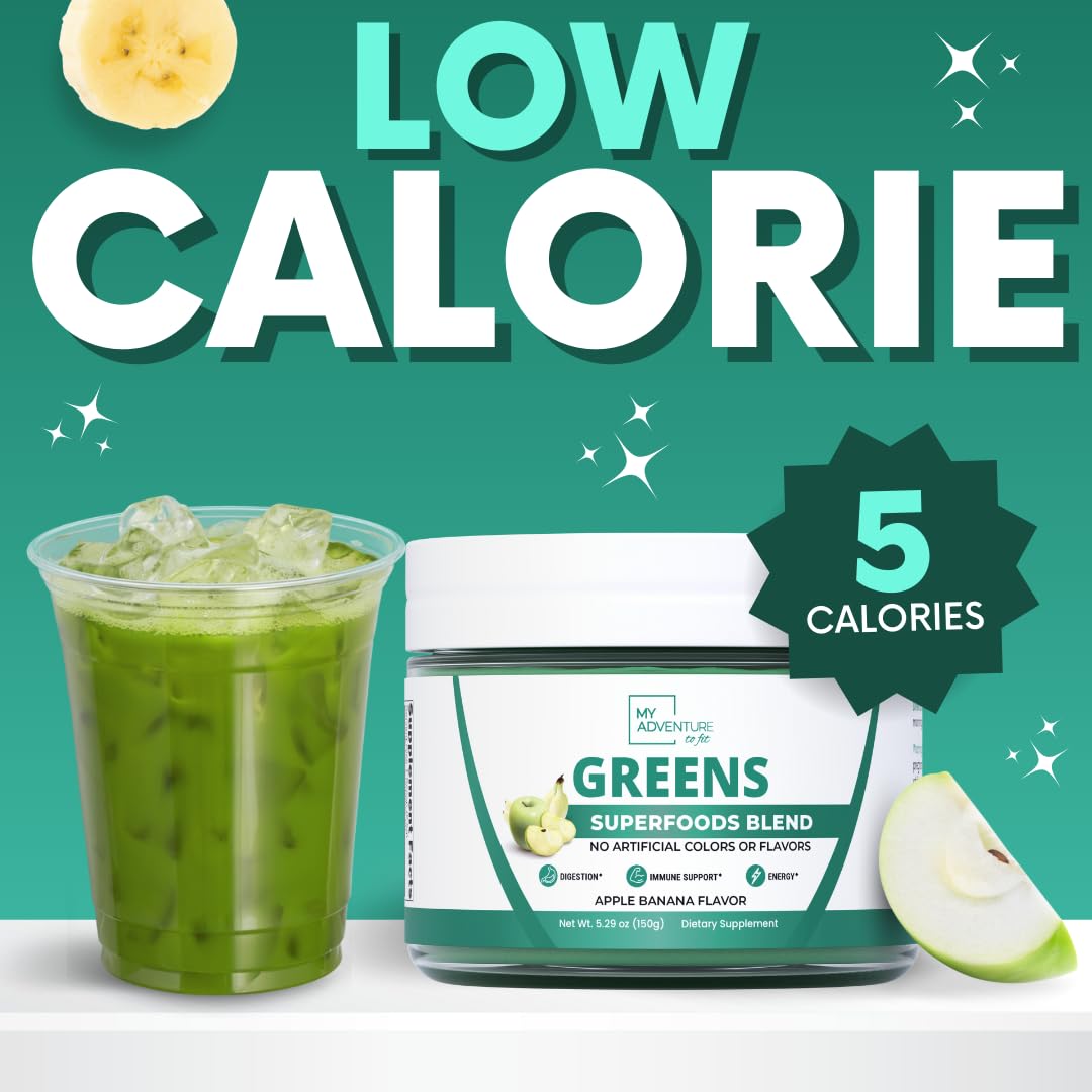 Green Superfood Powder for Digestion & Gut Health - Keto Friendly Superfood Greens Blend Powder for Immune Support - Powdered Greens Supplement for Immune Boost - Apple Banana Flavor My Adventure to Fit buy supplements canada