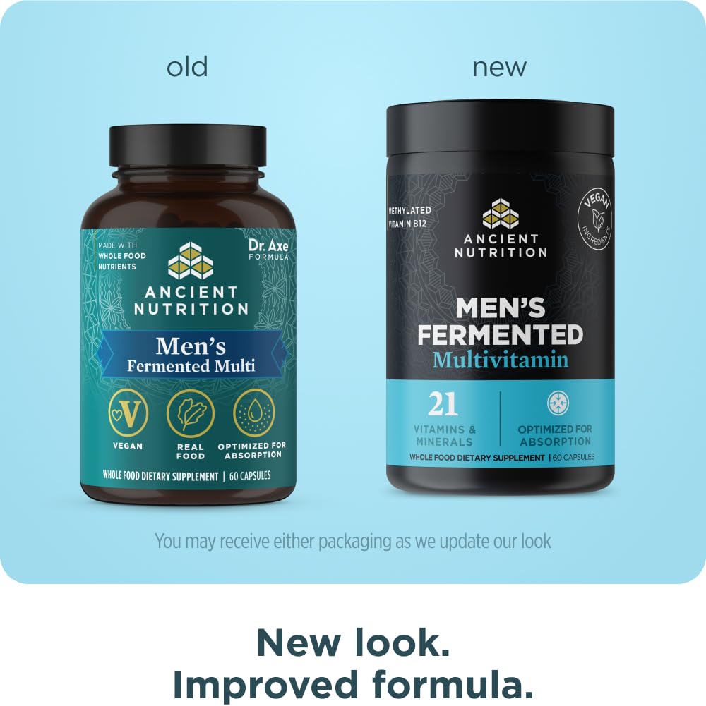 Ancient Nutrition Multivitamin for Men, Men's Fermented Multivitamin with Methylated Vitamin A, C, D, E, K, Zinc & Magnesium, Immune Support, Vegan, 60 Ct Ancient Nutrition buy supplements canada