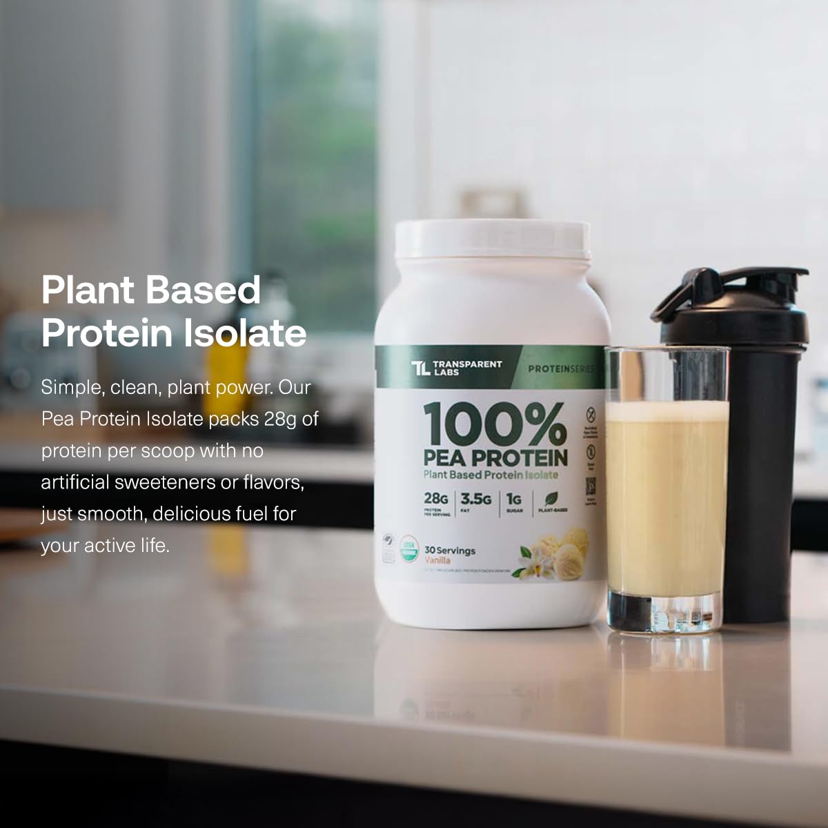 Transparent Labs 100% Pea Protein Powder - 28g Organic Plant Protein per Serving, Clean Pea Isolate Powder, USDA Organic, Vegan, Gluten-Free, Sugar-Free, Non-GMO - 30 Servings, Chocolate Transparent Labs buy supplements canada