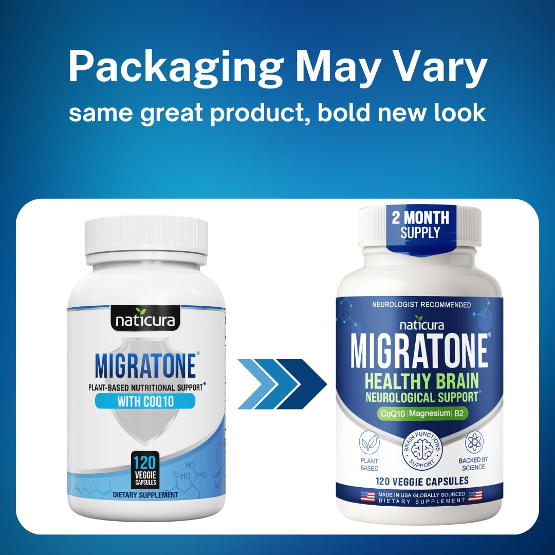 Migratone Migraine Relief Nutritional Support Supplement - with Magnesium, Riboflavin Vitamin B2, B6 & B12, Microactive Coq10, Feverfew, PA-Free Butterbur, and Folate - Clinically Preferred Blend Naticura buy supplements canada