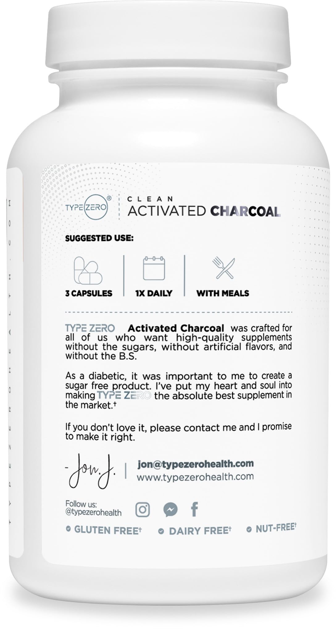 Type Zero Activated Charcoal Capsules (180 Count) - 60 Servings, 780mg Per Serving, from Coconut Shell, Non-GMO, Gluten-Free Type Zero buy supplements canada