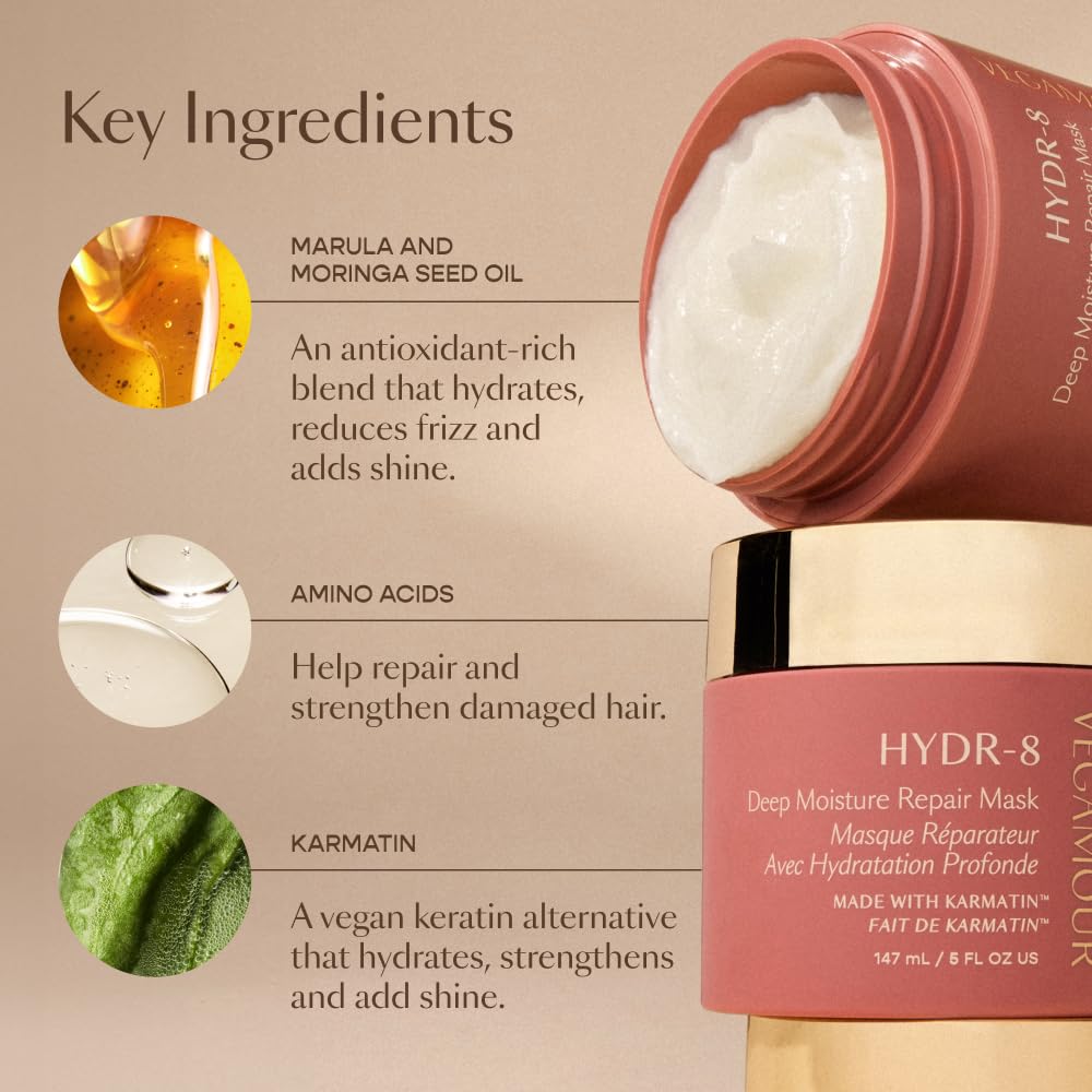 VEGAMOUR HYDR-8 Deep Moisture Repair Mask, Deep Conditioner Hair Mask Formulated Without Sulfates for Dry, Damaged, Frizzy Hair, Floral & Vanilla Scent, 5 fl. oz. VEGAMOUR buy supplements canada