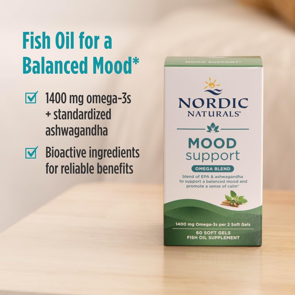 Nordic Naturals Mood Support Omega Blend - Unflavored - 60 Soft Gels - 1400 mg Omega-3 Supplement with EPA & DHA - Promotes Balanced Mood and Serenity - Non-GMO - 30 Servings Nordic Naturals buy supplements canada