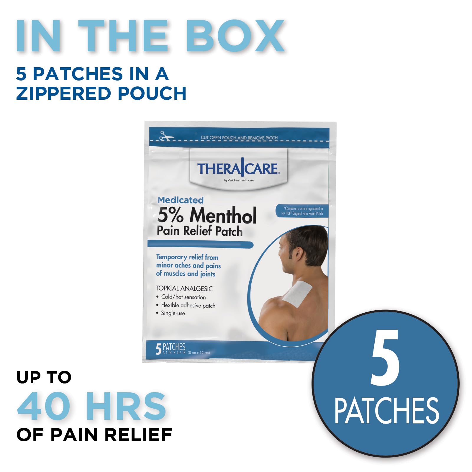 TheraCare Cold Hot Medicated Patch | 5% Menthol | Neck, Shoulder, Small Areas | 4.6” x 3.1” | 5-Count Thera Care buy supplements canada