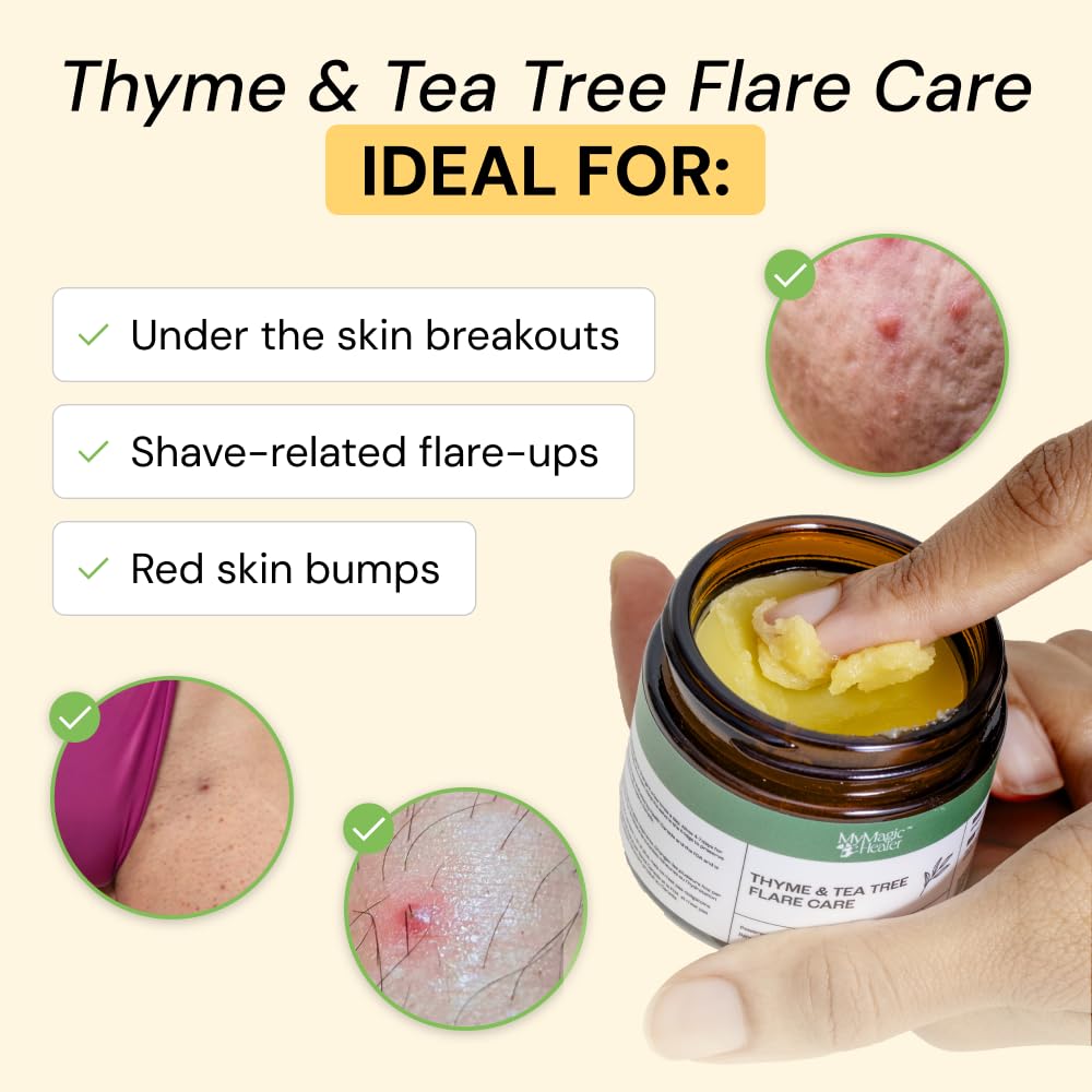 MyMagicHealer Thyme & Tea Tree Flare Care | Cystic Acne, Folliculitis, Ingrown Hair, Keratosis Pilaris, Razor Bumps, Body Bumps, Blind Pimples Multi-purpose Solution MyMagicHealer buy supplements canada