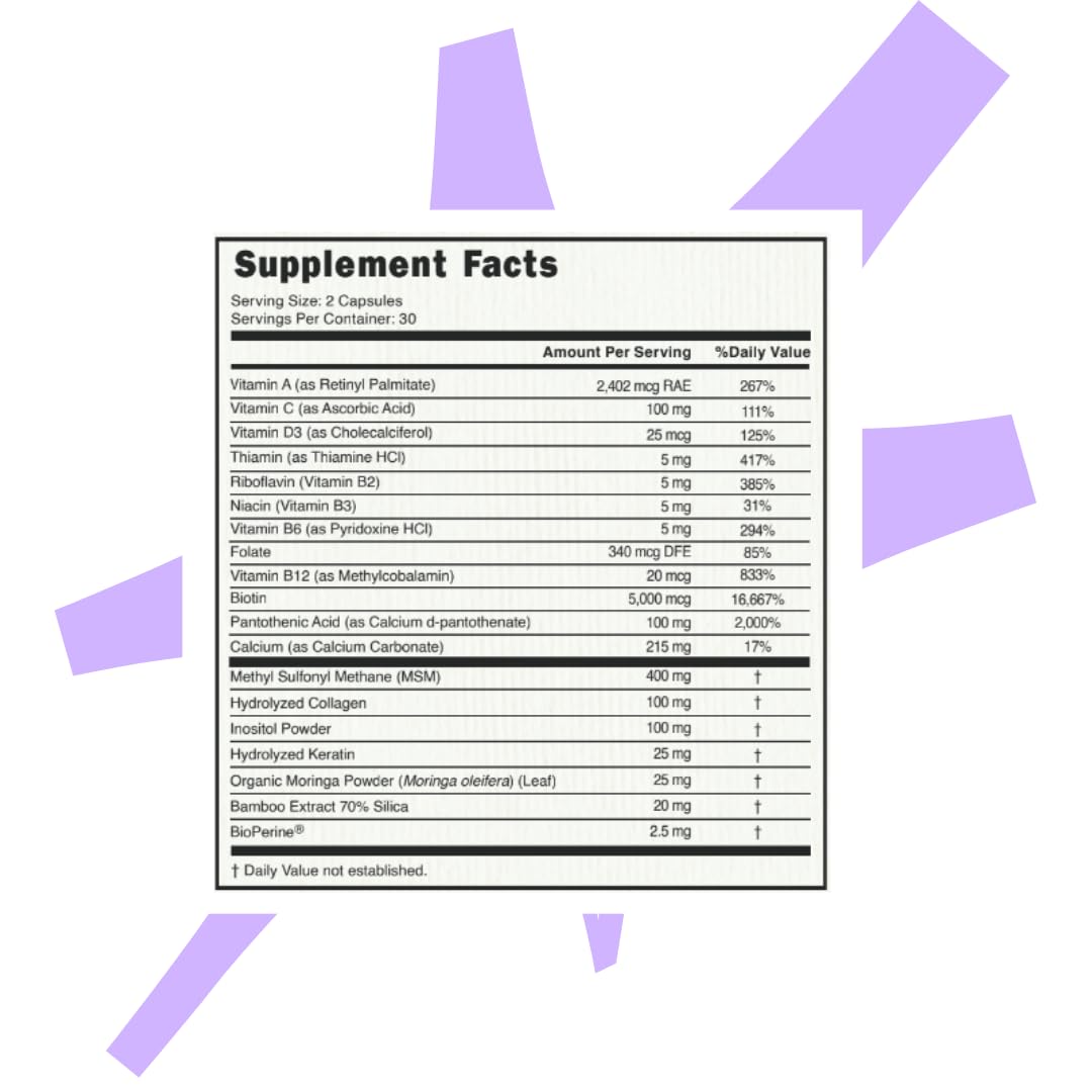 Biohacking Bestie Hair Bestie for Women & Men - Hair Growth Supplement with Biotin, Collagen, Vitamin B5, & Keratin, Support for Skin Health & Nails - 60 Capsules Biohacking Bestie buy supplements canada