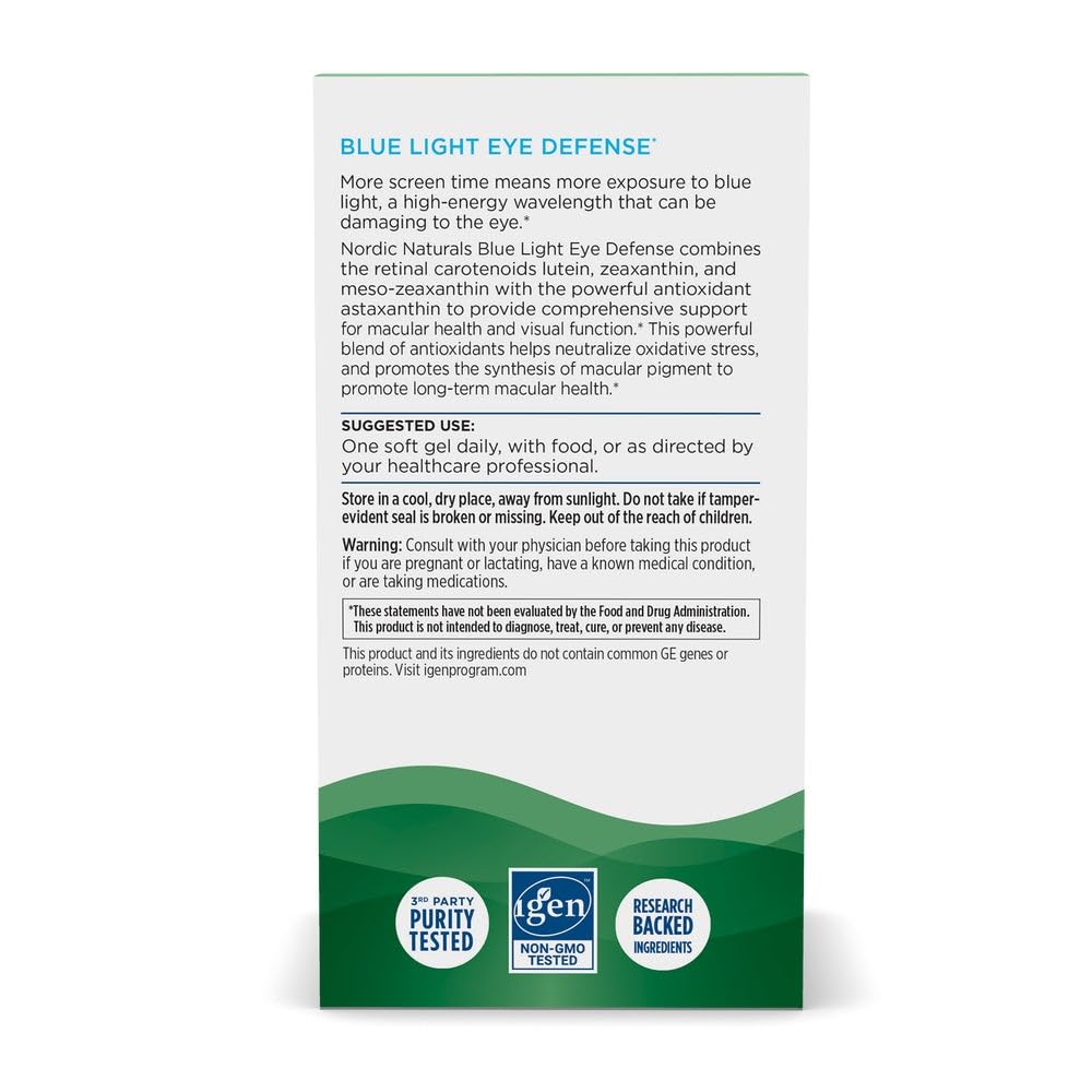 Nordic Naturals Blue Light Defense - 60 Soft Gels - Four Phytonutrients with Complementary Antioxidant Capacities - Supports Retinal Health, Visual Function - Non-GMO - 60 Servings Nordic Naturals buy supplements canada
