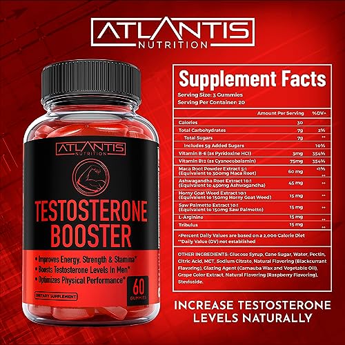 Testosterone Booster For Men Gummies - Enhances Strength & Stamina - Optimizes Physical Atlantis Nutrition buy supplements canada